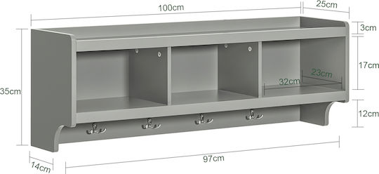 Έπιπλο Εισόδου με Κρεμάστρα Γκρι 100x35x24.7εκ.