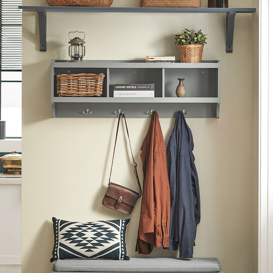 Entry Furniture with Hanger Gray 100x35x24.7cm