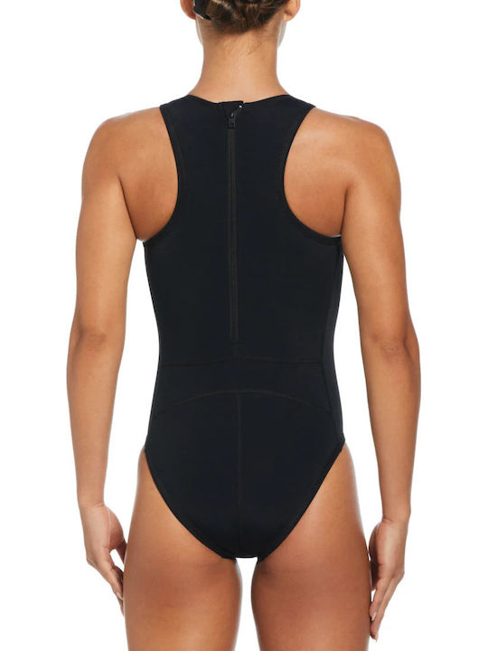 Costum De Baie Întreg Sport Cu Fermoar Negru