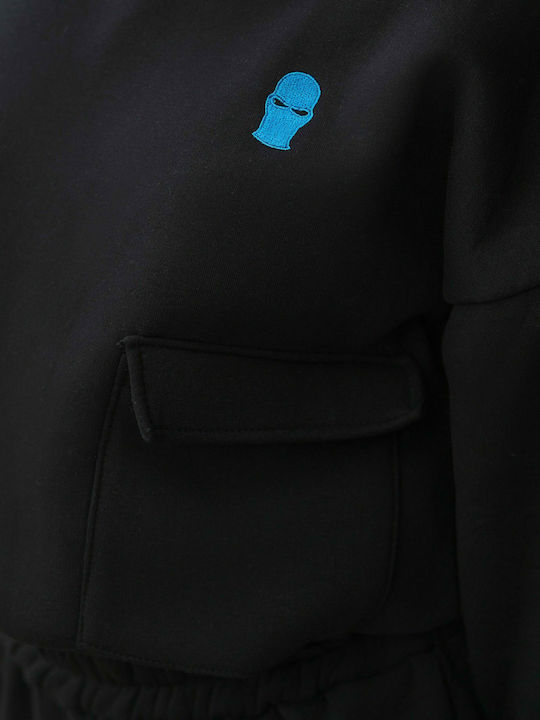 Cropped Women's Sweatshirt Jacket Hooded Black