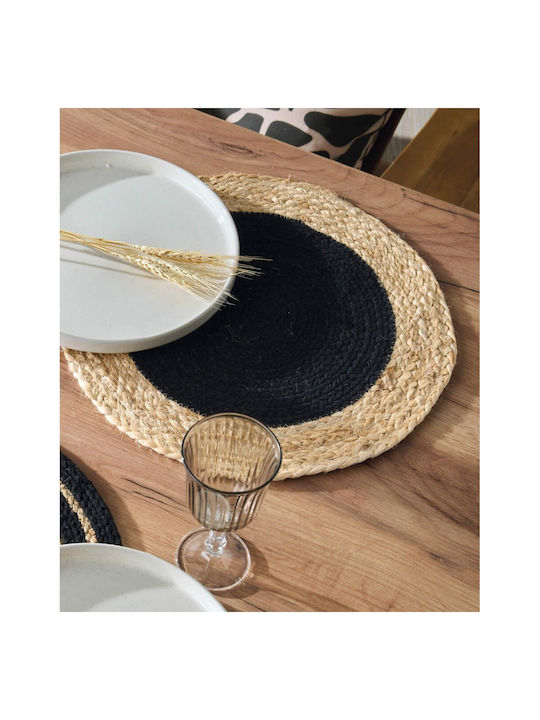 Kentia Yute Platzdeckchen Korbweide Schwarz 38x38cm 1Stück