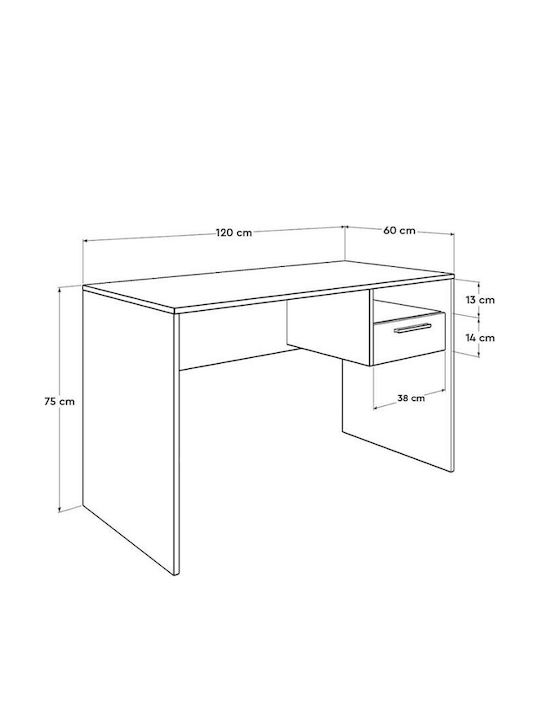 Γραφείο Concept Ξύλινο Καρυδί 120x60x75εκ.