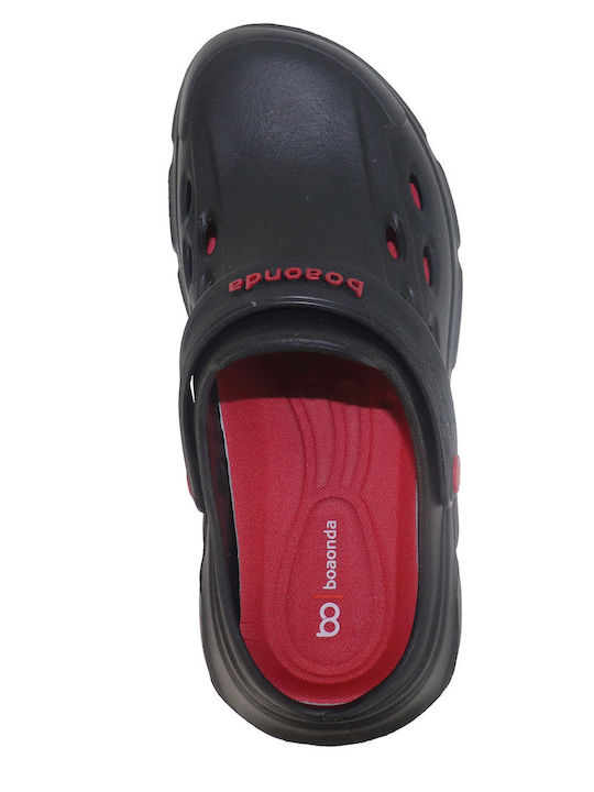Boaonda Men's Leather Clogs Black