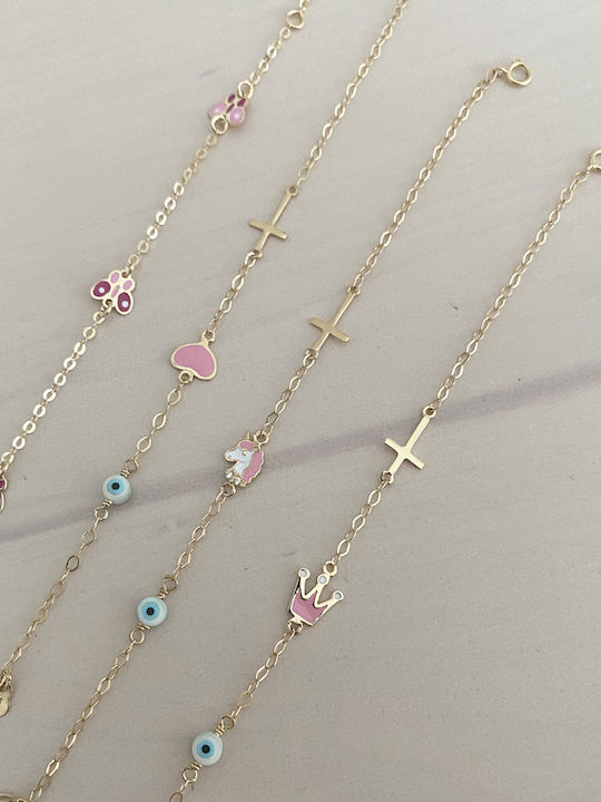 Gold Bracelet 9K Heart Evil Eye