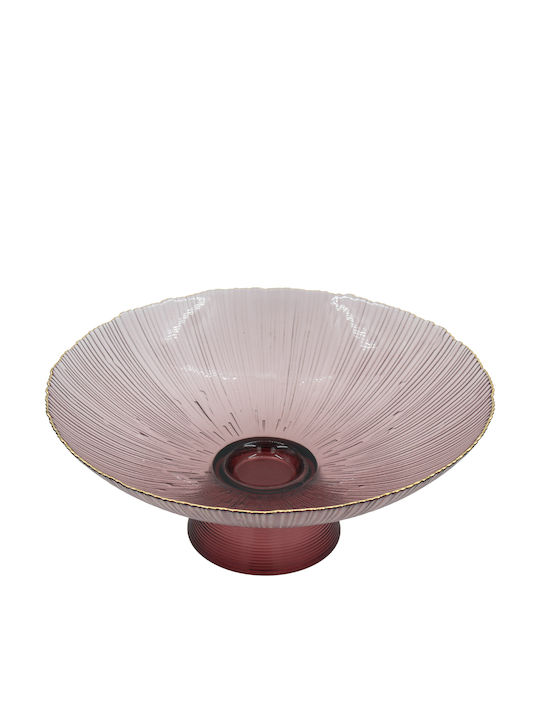 Keskor Διακοσμητική Πιατέλα Γυάλινη Μωβ 34x34x14εκ.