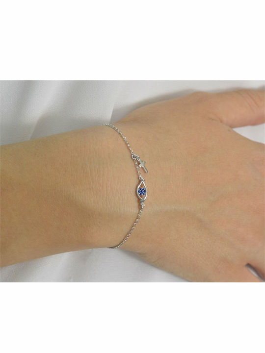 Bracelet Eye Cross Silver Stones Zircon