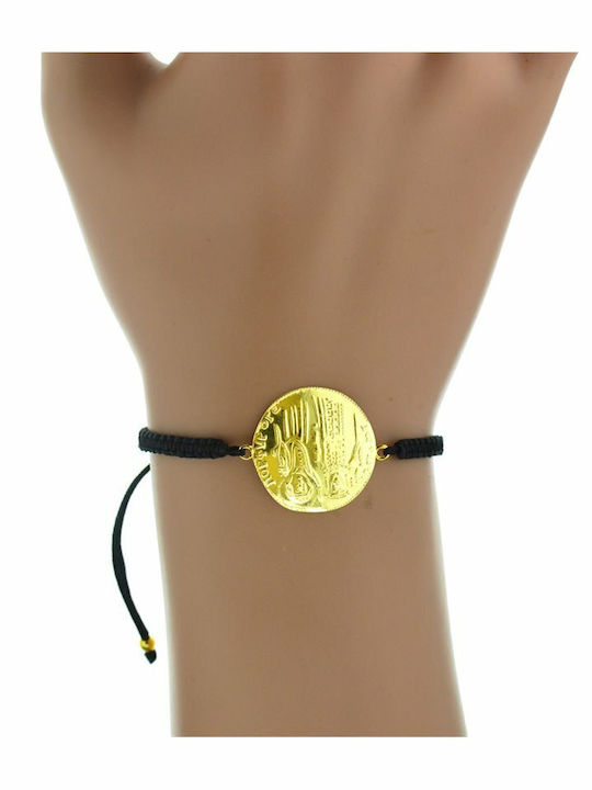 Gold Plated Silver Lucky Charm Adjustable Cord Bracelet Gold Plated Silver Lucky Charm Adjustable Cord Bracelet