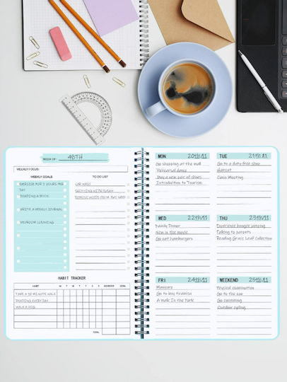 Weekly Planner Blue Spiral
