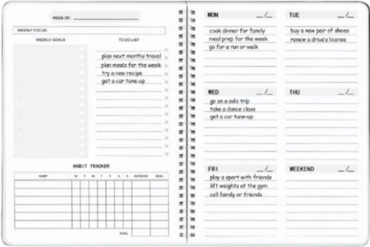 Εβδομαδιαίο Planner Μαύρο Σπιράλ