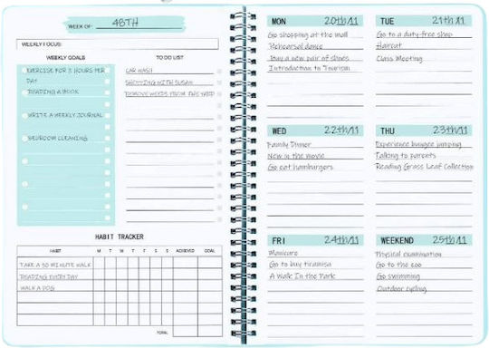 Weekly Planner Blue Spiral