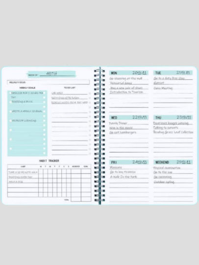 Weekly Planner Blue Spiral