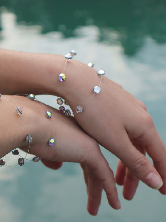 Handmade Silver Cord Bracelet Crystals Crystal