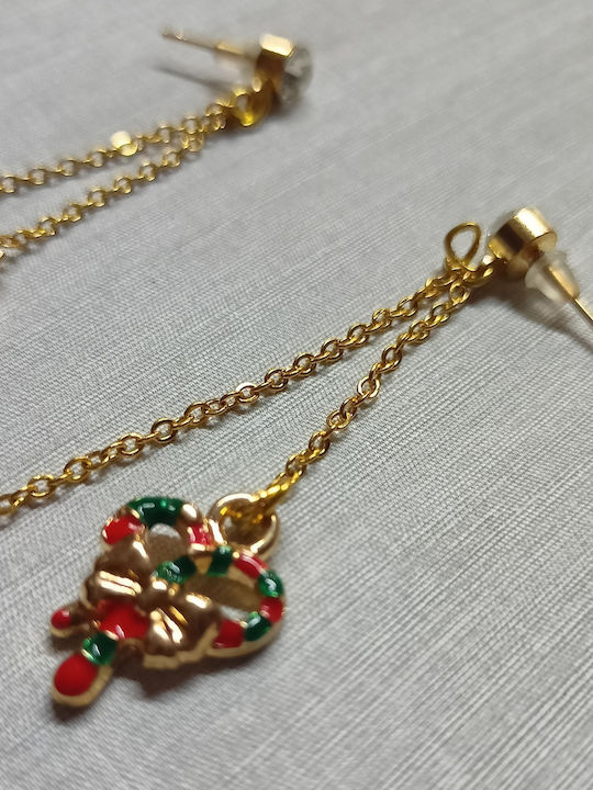 Handmade Gold Plated Metallic Earrings Hanging Christmas 7cm Tatu Moyo