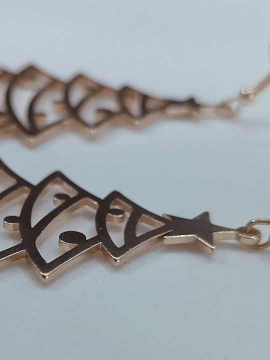 Handmade Gold Metal Earrings Christmas Tree 7x3.5 Tatu Moyo