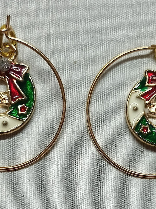 Tatu Moyo Handmade Gold Plated Metallic Christmas Hoop Earrings 4cm