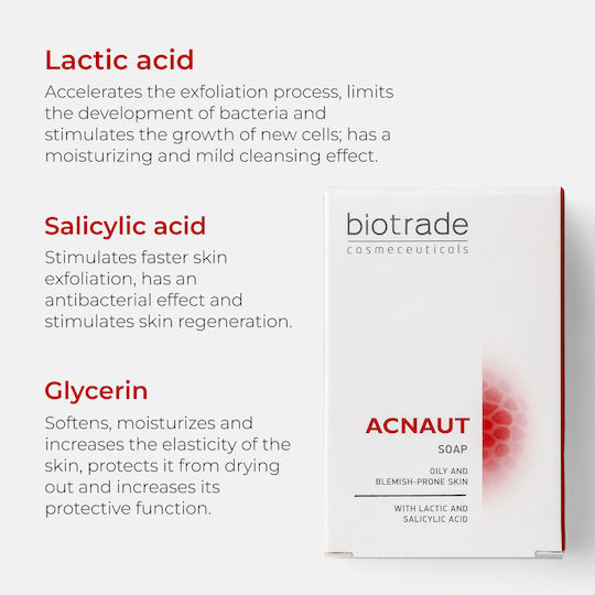 Biotrade ACNAUT Soap Сапун Почистване Лице за Акнеична Кожа 100гр