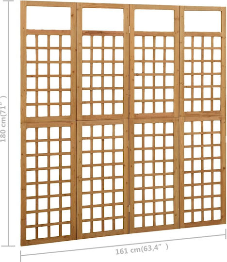 vidaXL Dekorativer Raumteiler Hölzernes mit 4 Paneelen Coffee 161x180cm