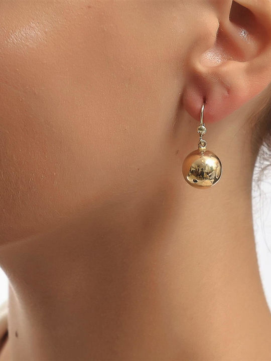 Yellow Gold Pendant Earrings K14 Sphere Sk11100145