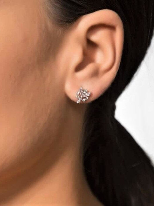 14K White Gold Stud Earrings with Pink Zircon Sk11200107