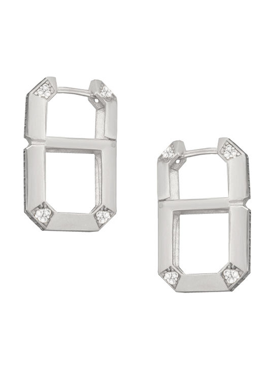 Silber Ohrringe Huggies Quadratisch