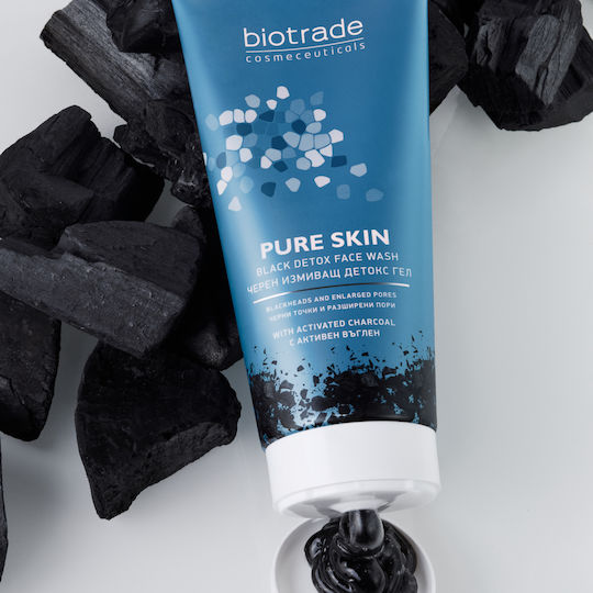 Biotrade Гел Почистващ За Лице Pure Skin Black Detox За Кожа С Разширени Пори И Черни Точки Гел Почистващ За Склонна Към Акне Кожа 200мл