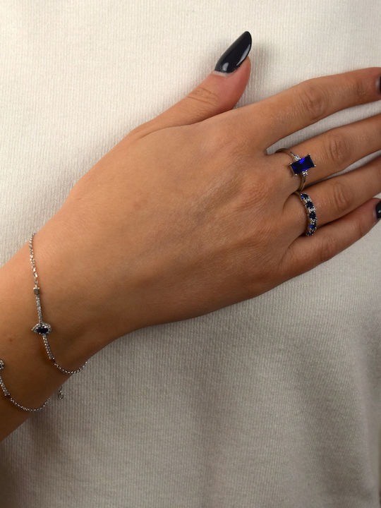Inel Din Aur Alb K14 Cu Zircon