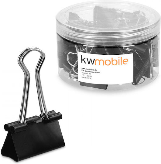 Set 50 Document Clips 25 Mm Kwmobile Black Metal 49442.03