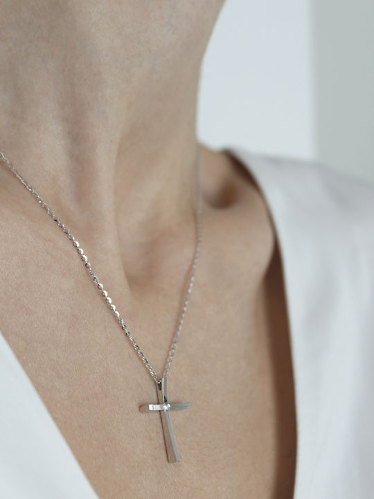 White Gold 18K Cross Diamonds Brillant 0.02ct