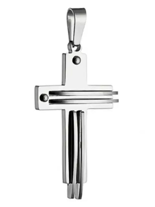 Männlicher Kreuz mit Kette aus Stahl 316l Silber Art 01239 Männlicher Kreuz mit Kette aus Stahl 316l Silber Art 01239