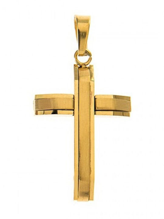 Crucifix Bărbat Lanț Art 01175 Oțel 316l Placate cu aur Crucifix Bărbat Lanț Art 01175 Oțel 316l Placate cu aur