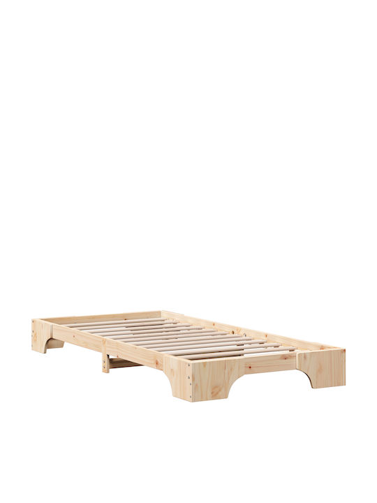 Pat pentru Copii Clasic Single Bej pentru Saltea 75x190cm