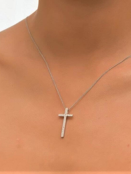 Σταυρός Λευκόχρυσος Γυναικείος Κ14 Ζιργκόν St11200251