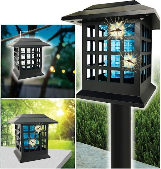 Lampă Solară Antiinsecte Bare de Siguranță Buton Pornit Oprit Suspendată De Sine Stătătoare Montare Neagră