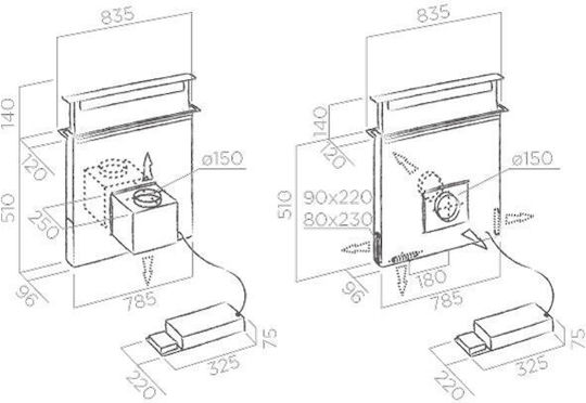 Elica Pandora GME BL/A/90 Ventilation Mechanism 90cm Black