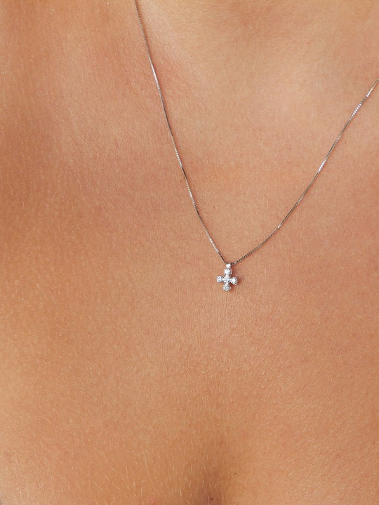 Val Oro Cross White Gold 18K Woman Brilliant Chain Adc-br-129