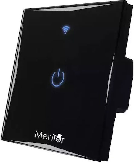 Încastrat Comutator de Perete Wi-Fi Iluminat Sens unic cu Cadru Negru