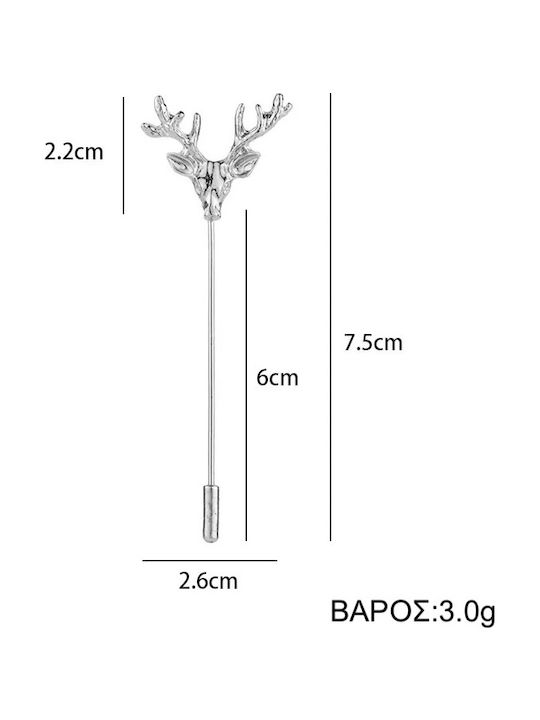 Ασημί Καρφίτσα Πέτου Reindeer