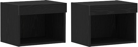 Living Room TV Unit with Lighting Black Oak