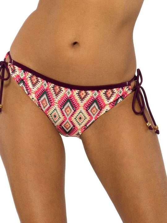 Bikini Slip με Κορδονάκια Φούξια