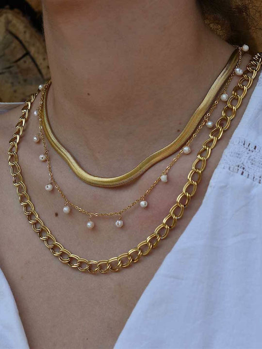 Dennis Snake Chain Gold 6mm Ανοξείδωτο Ατσάλι 45 Cm