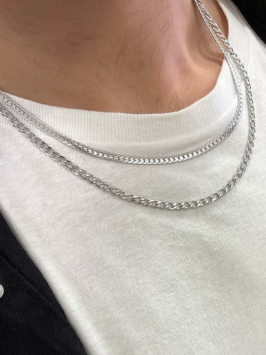 Micro Static Chain Silver 3mm Αλυσίδα Λαιμού Ανοξείδωτο Ατσάλι 316l 55 Cm