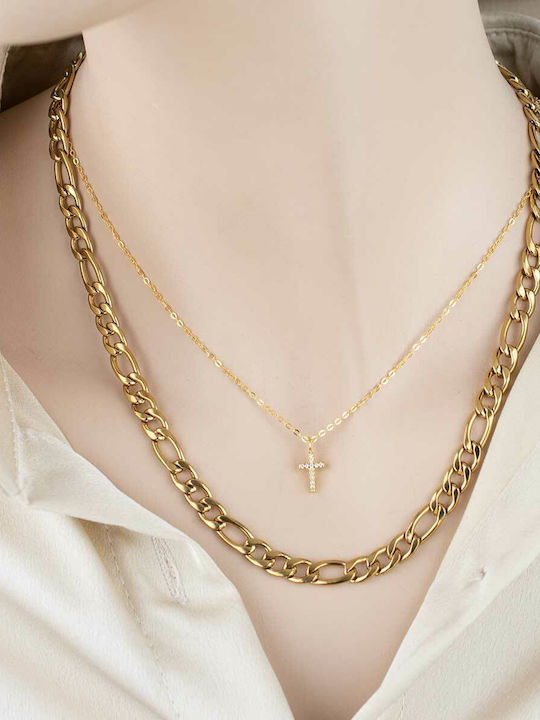 Goldjewels Figaro Αλυσίδα Λαιμού Επιχρυσωμένη από Ατσάλι