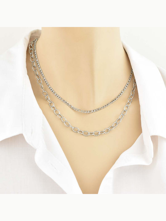 Micro Figaro Chain Silver 3.8mm Αλυσίδα Λαιμού Ανοξείδωτο Ατσάλι 316l 50 Cm