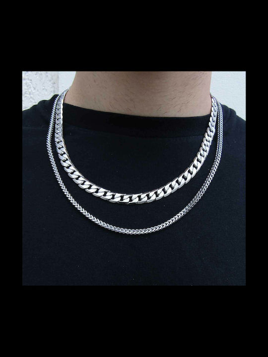 Sterling Chain Silver 4mm Neck Chain Stainless Steel 316l 40 Cm