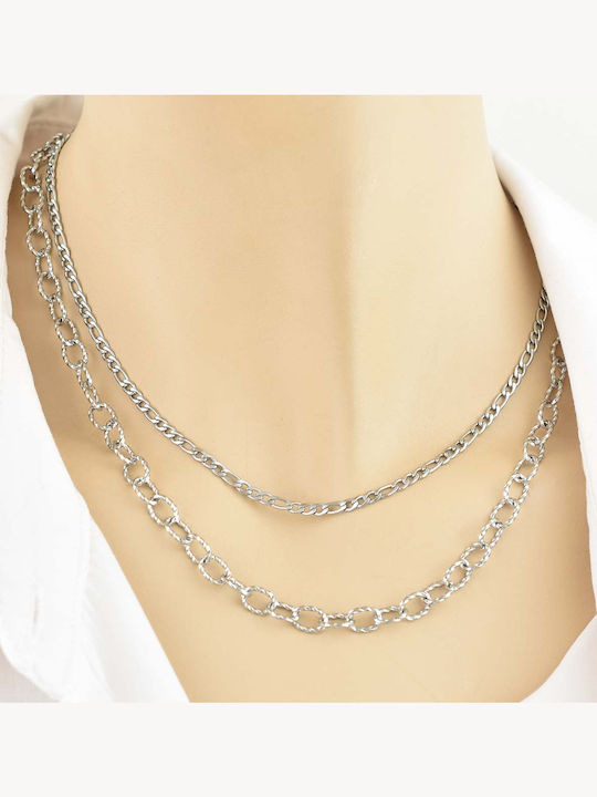 Micro Figaro Chain Silver 3.8mm Neck Chain Stainless Steel 316L 50 cm