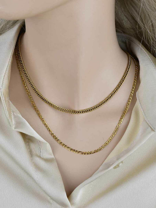 Micron Cubana Chain Gold 4mm Neck Chain Stainless Steel 316L 50 Cm