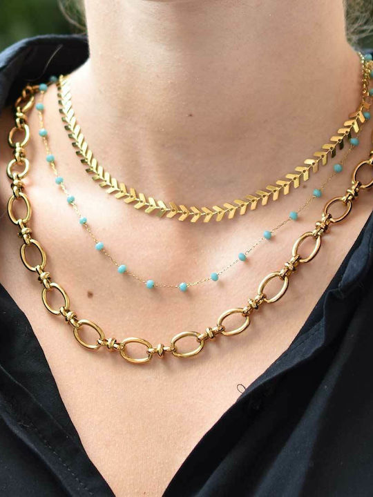 Arrow Chain Gold 6mm Chain Neck Stainless Steel 316L 60 Cm