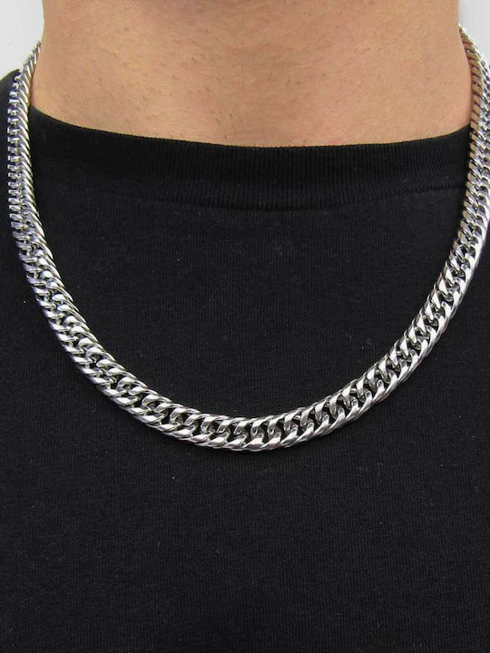 Cubano Chain Silver 9mm Αλυσίδα Λαιμού Ανοξείδωτο Ατσάλι 316l 40 Cm