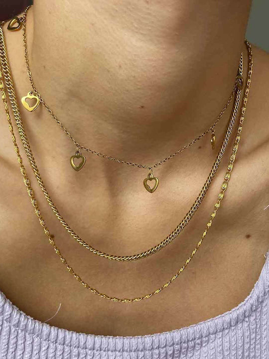 Maiandros Chain Gold 3mm Αλυσίδα Λαιμού Ανοξείδωτο Ατσάλι 316l 50 Cm