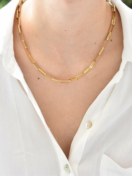 Apoline Chain Gold 5mm Αλυσίδα Λαιμού Ανοξείδωτο Ατσάλι 316l 55 Cm